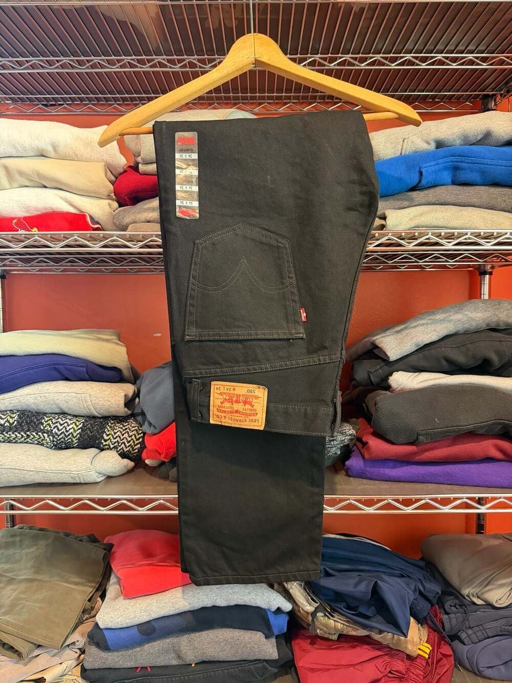 New w Tags Levi's 550 Relaxed Fit‎ Black Jeans Men's 34x34 Y2K